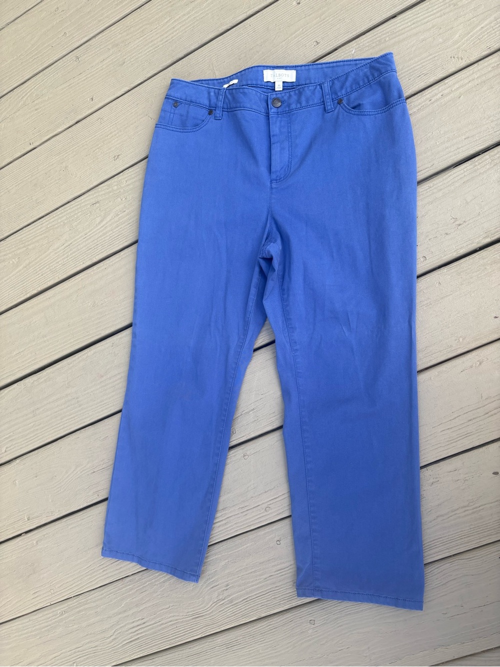 TALBOTS Cobalt Blue Curvy Cropped Straight-Leg Pants, Size: 10